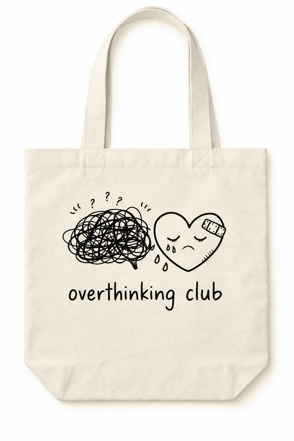 Overthinking Club Canvas Tote Bag | Eco-Friendly Cotton Tote for Daily Use & College
